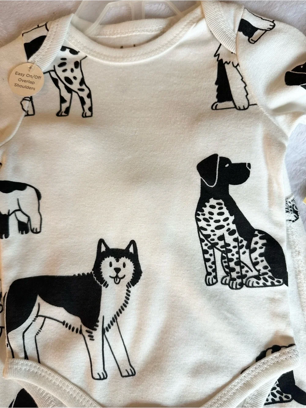 M+A Organic Cream & Black Puppy Print Kids Matching Set